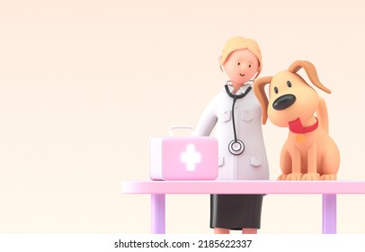 Isolated Dog at the Vet. 3D Illustration - Powered by Shutterstock