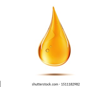 Isolated Drop Of Golden Oil - 3D Illustration