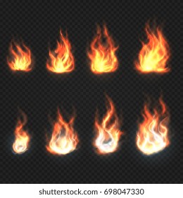 Realistic Fire Flames Set Stock Vector (Royalty Free) 383133061 ...