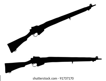 Isolated Firearm - WWII Rifle (303 caliber) - black on white silhouette