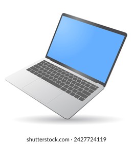 Isolated float laptop with empty space on white background illustration