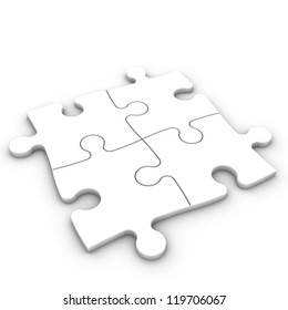 Isolated Four Puzzle Pieces With Clipping Path