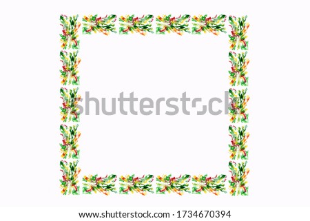 Similar – Frame with tropical palm leaves and flowers