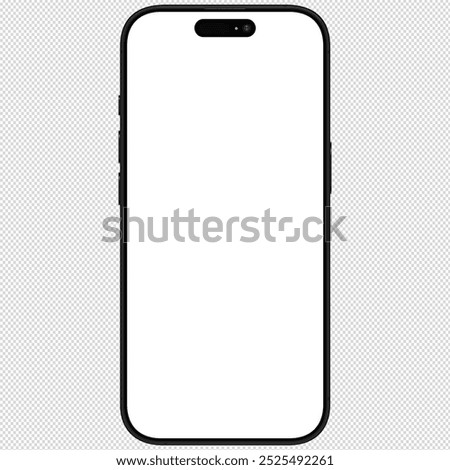 Isolated front view mockup template of black titanium smartphone  
