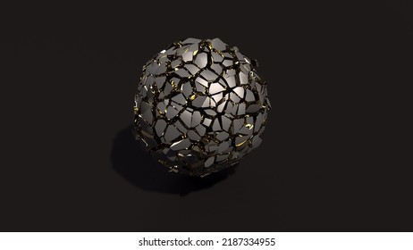 Isolated Gold Black Ball Explosion Super Slow Motion 3d Render