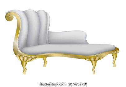 isolated gold classic daybed on white, vector illustration
