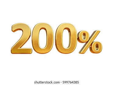ISOLATED Gold Sale 200%, Golden Percent Off Discount Sign, Sale Promo, Special Offer 200% Off Discount Tag, Golden Two Hundred Percentages Sign, Golden 200%, Total Sale, Luxury, Total Sale, Free 200%