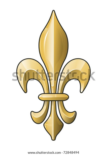 Isolated Golden Fleur De Lis Heraldic Stock Illustration 72848494