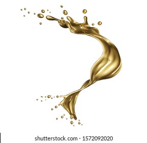 Isolated Golden Splash - 3D Illustration