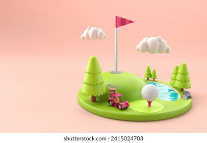 Isolated Golf Course. 3D Illustration - Powered by Shutterstock