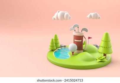 Isolated Golf Course. 3D Illustration - Powered by Shutterstock