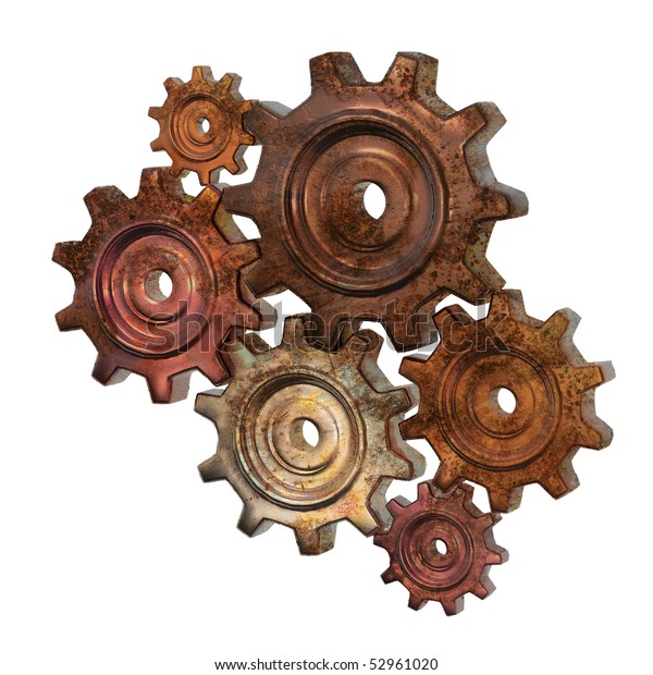 Isolated Group Rusty Gears Stock Illustration 52961020