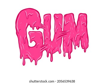Isolated Gum Melted Text. Gum Typography. Gummy Text