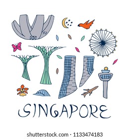 Isolated Icons Symbols Singapore Culture Asia Stock Illustration ...