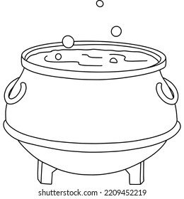 Isolated Illustration Of A Cauldron. Witch's Potion Pot