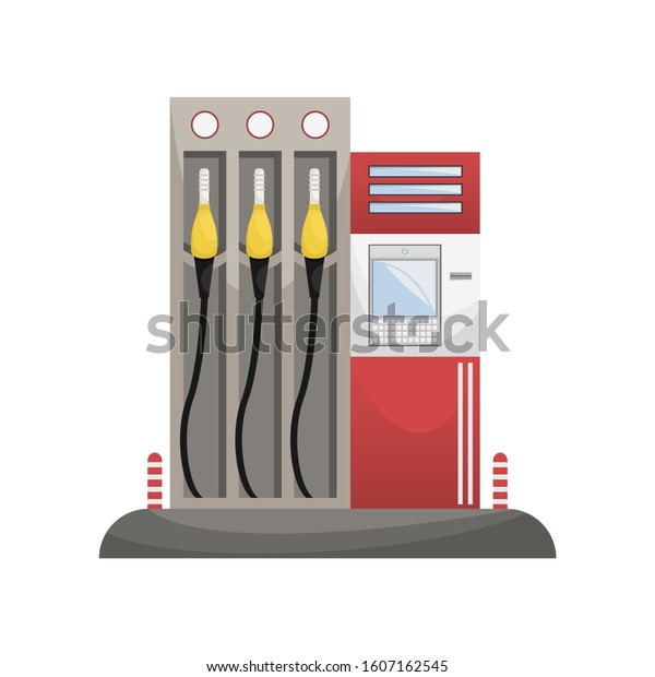 \
isolated illustration of a gas station with\
ATM.