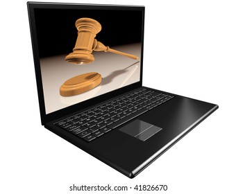 Isolated Illustration Of A Notebook Computer Representing Internet Auctions