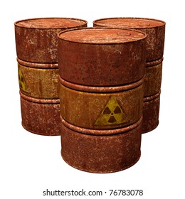 Isolated Illustration Of Three Hazardous Waste Drums