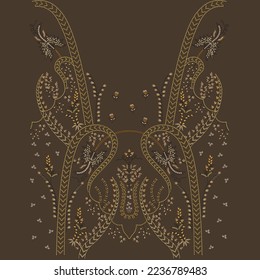 Isolated indian traditional embroidery design and trendy women wear fashion fabric print