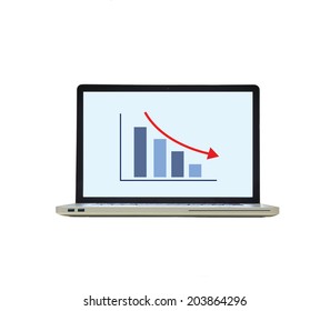 Isolated Laptop With The Downward Graph