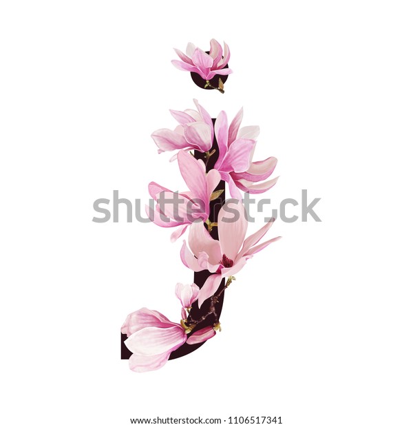 Isolated Letter Shaped Flowers Illustration Lowercase Stock Illustration 1106517341