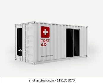 Isolated Mobile Clinic Container 3D Render