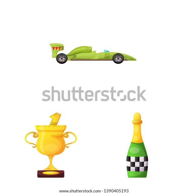 Isolated object of car and rally symbol.\
Set of car and race stock bitmap\
illustration.