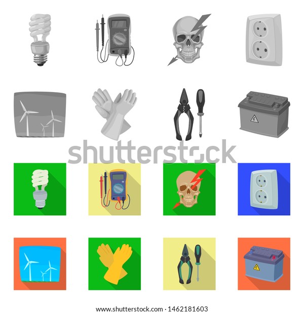 Isolated object of\
electricity and electric logo. Set of electricity and energy bitmap\
icon for stock.