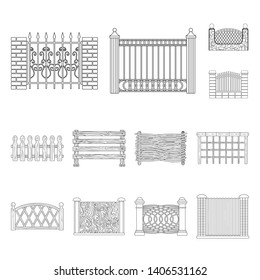 Isolated Object Gate Fence Icon Collection Stock Illustration ...