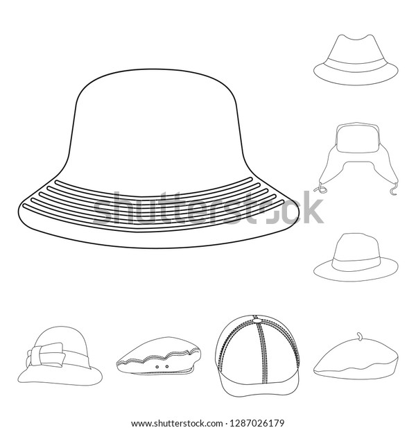 Isolated object of headgear
and cap logo. Set of headgear and accessory stock bitmap
illustration.