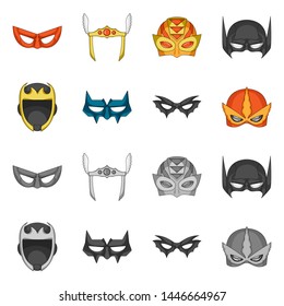 Isolated Object Of Hero And Mask Icon. Collection Of Hero And Superhero Bitmap Icon For Stock.