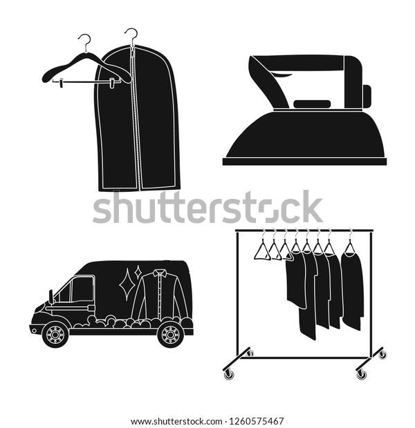 Isolated object of laundry and\
clean logo. Collection of laundry and clothes stock symbol for\
web.