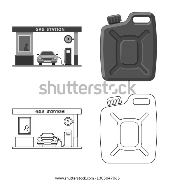 Isolated object of oil and gas sign.
Collection of oil and petrol stock bitmap
illustration.