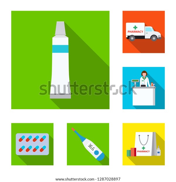 Isolated object of\
pharmacy and hospital symbol. Set of pharmacy and business stock\
bitmap\
illustration.