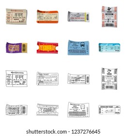 Isolated object of ticket and admission logo. Collection of ticket and event stock bitmap illustration.