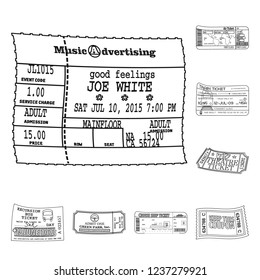 Isolated object of ticket and admission sign. Collection of ticket and event stock bitmap illustration.