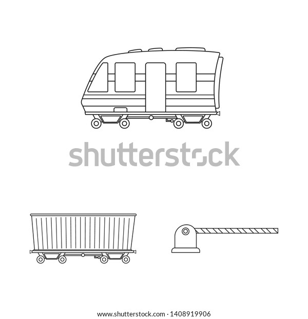 Isolated object of train and\
station logo. Collection of train and ticket stock symbol for\
web.