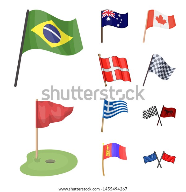 Isolated object of world and flag icon. Set\
of world and ribbon stock bitmap\
illustration.