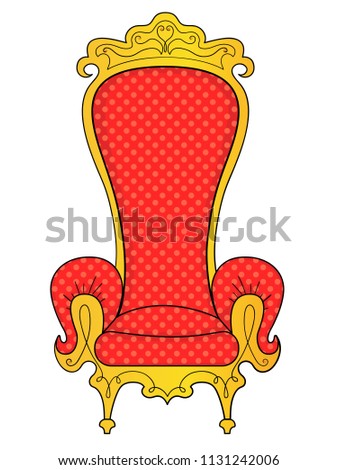 isolated on white background. The object of the interior, the throne of the king. Raster illustration