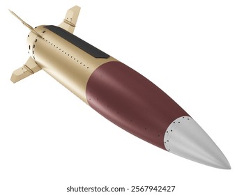 Isolated on white background render of 3d model of Army Tactical Missile System ATACMS