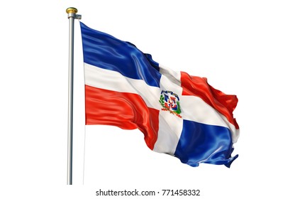 Isolated on white background waving Dominican Republic flag