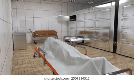 Isolated on white background,morgue.3d rendering.