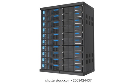 Isolated on white background,Server Room Data Center.3d rendering. - Powered by Shutterstock