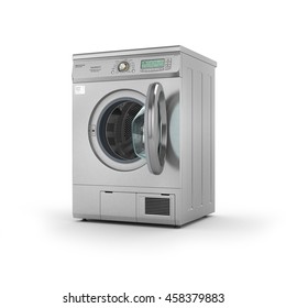 Isolated open Dryer machine on a white background. 3d illustration