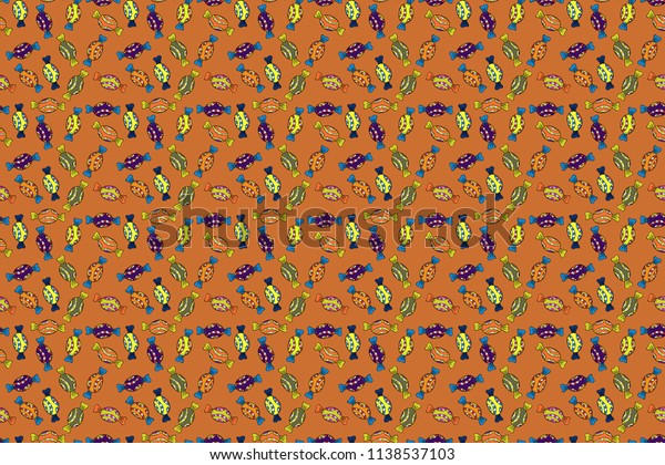 Isolated Orange Black Yellow Version Cute Stock Illustration