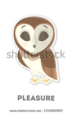 Isolated Pleasured Cartoon Owl On White Stock Illustration