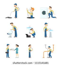 Isolated plumber man set in uniform on white background. - Powered by Shutterstock