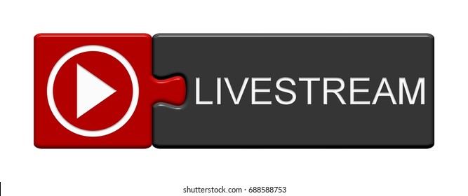 Isolated Puzzle Button With Symbols Showing Livestream