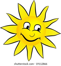 Isolated raster version of Happy smiling sun