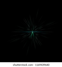 Isolated Realistic Lens Flare Visual Effect On Black Night Background. Space Star. 